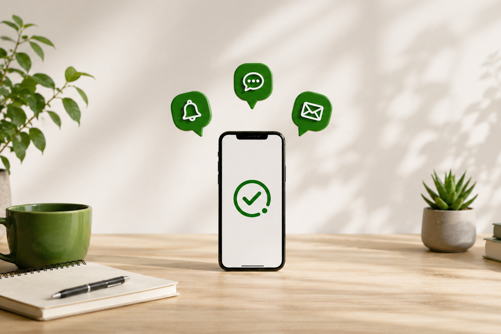 Browser notifications, SMS or email: choosing the right check-in setup